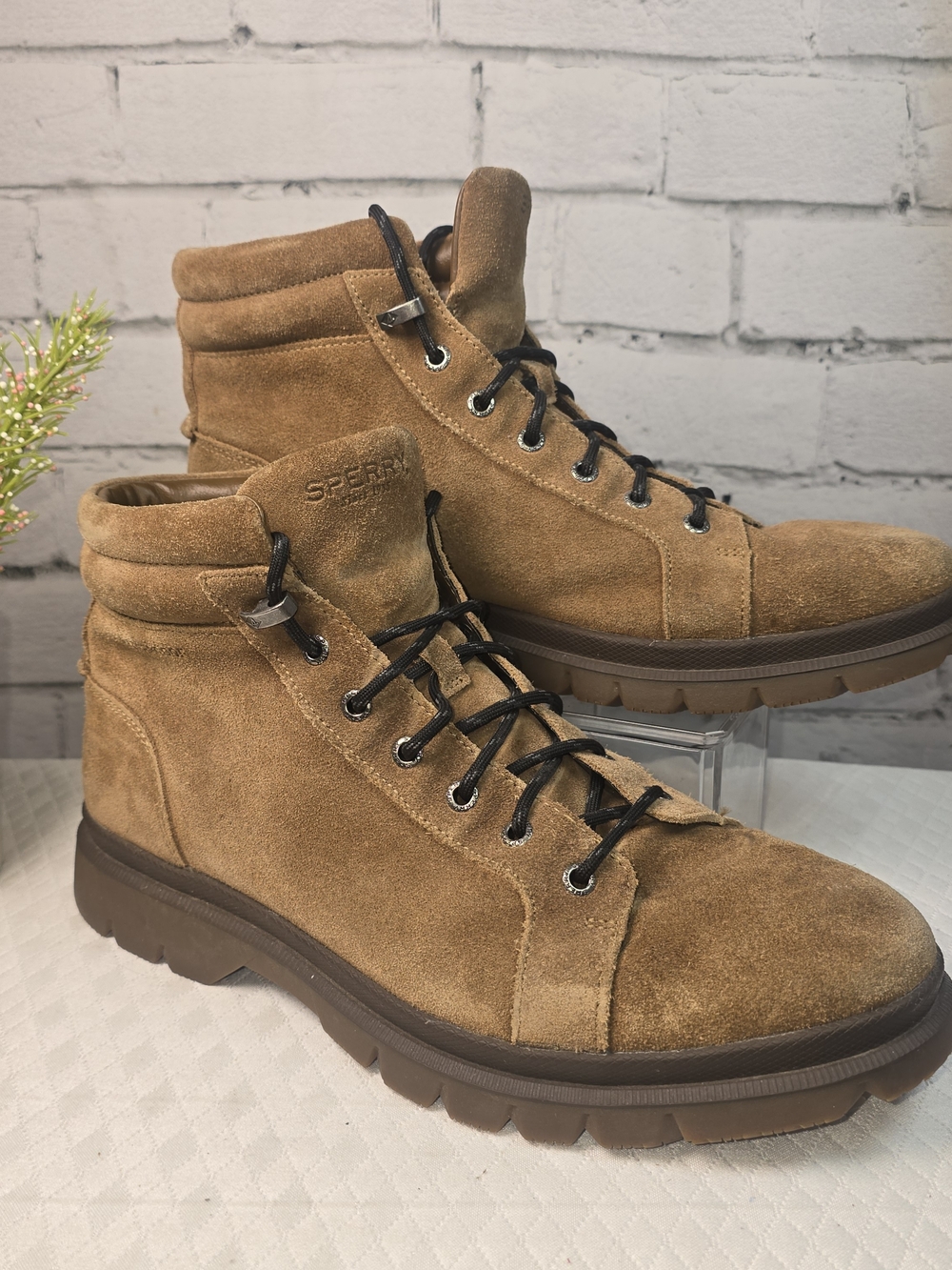 Sherry men’s Watertown LTT boot tan suede leather waterproof utility 10.5